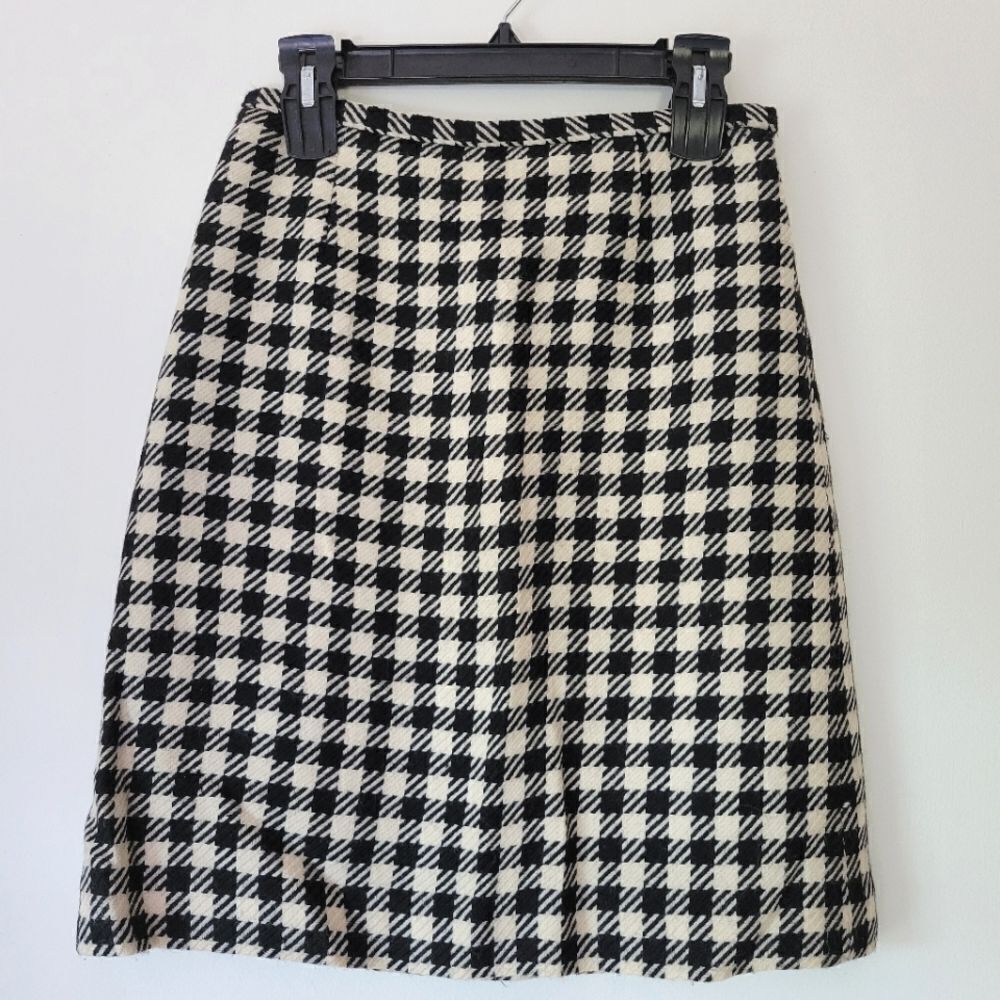 Dana Buchman Black and White A-Line Skirt Pencil 100% Wool 6